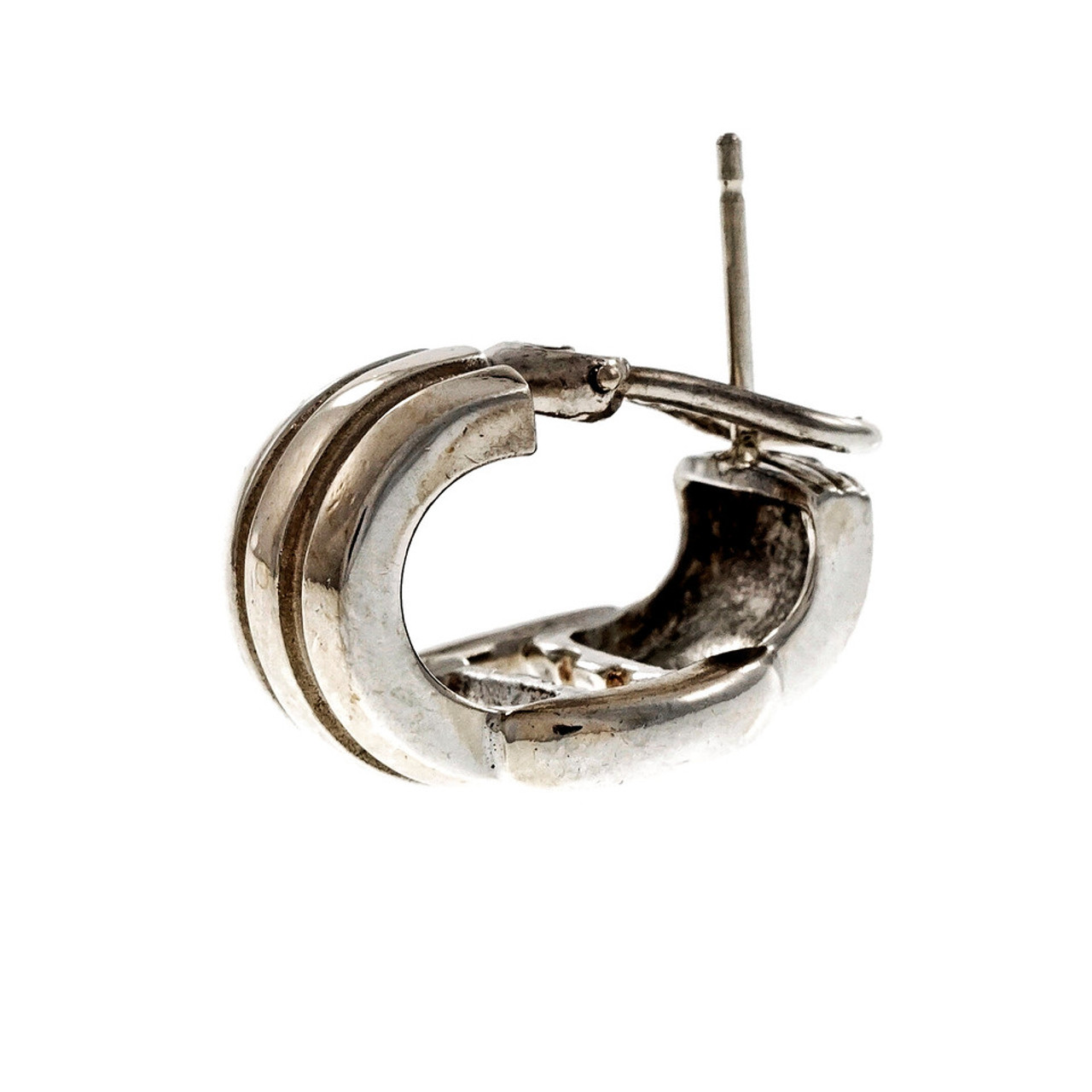 Tiffany Atlas 925 Silver Hoop – Vintage Tiffany & Co Atlas Buckle Groove Hoop Earrings Sterling